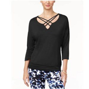 Cross chest black blouse
